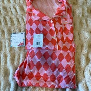 Mallory Ervin In My Sundays Pajamas Pink and Red Argyle Pajama Set